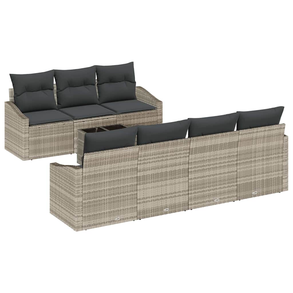 Garten-Sofa-Set 8 pcs Hellgrau und Dunkelgrau 55 x 55 x 37 cm